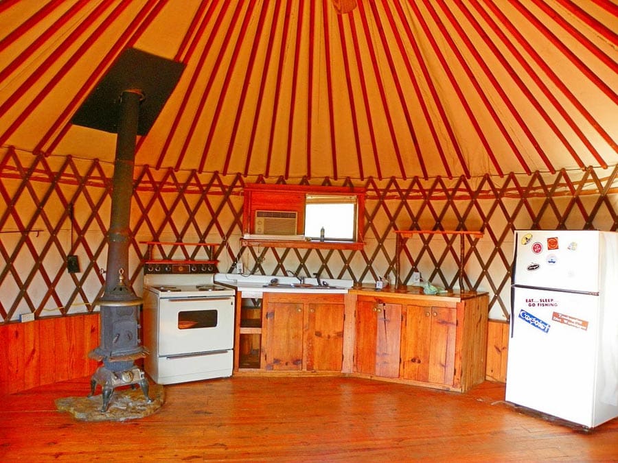 two wooden yurts 4