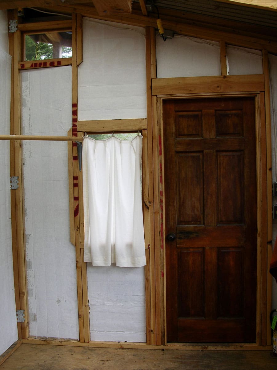 4 tiny currogated cabin front interior wall