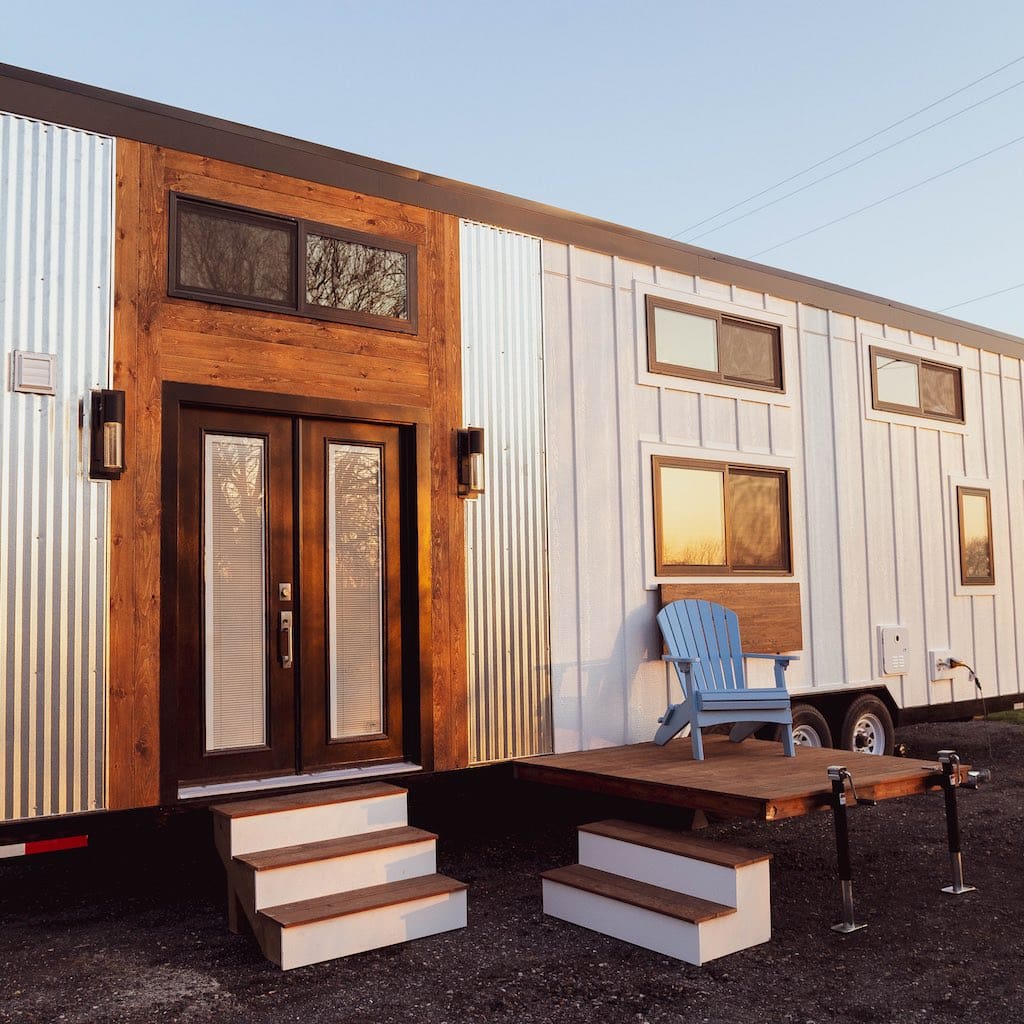 This 385-Square-Foot Modern Tiny House on Wheels Includes a Loft! 15 A unique modern tiny house on wheels