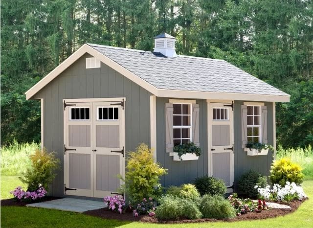 15 Backyard and Garden Shed Landscaping Ideas That Will Motivate You 9 grey wooden shed