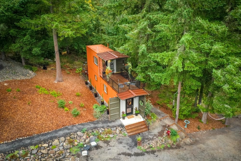 This Gorgeous Shipping Container House Is Your Answer To Debt-Free Living 8 Here's an aerial view of this gorgeous container house