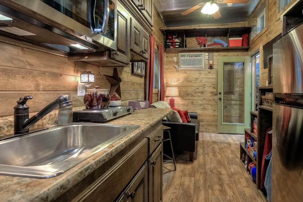 A Shipping Container Tiny House With A Rustic Log Cabin Theme 5 weekender 6