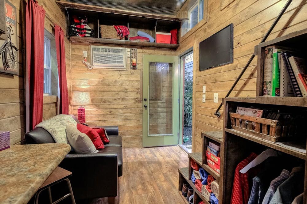 A Shipping Container Tiny House With A Rustic Log Cabin Theme 8 weekender 7 1