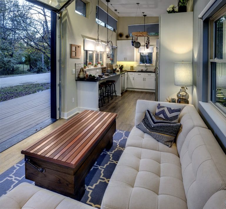 This Unique Tiny House Feels Like a Spacious Full-Size Home 5 400 Square Feet Spacious Tiny House with Deck 4 768x712 1