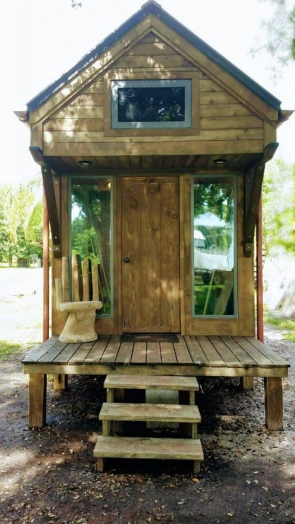 Stunning Tiny House On Wheels Featuring Reclaimed Wood Throughout 10 Reclaimed Wood Tiny House 11 576x1024 1