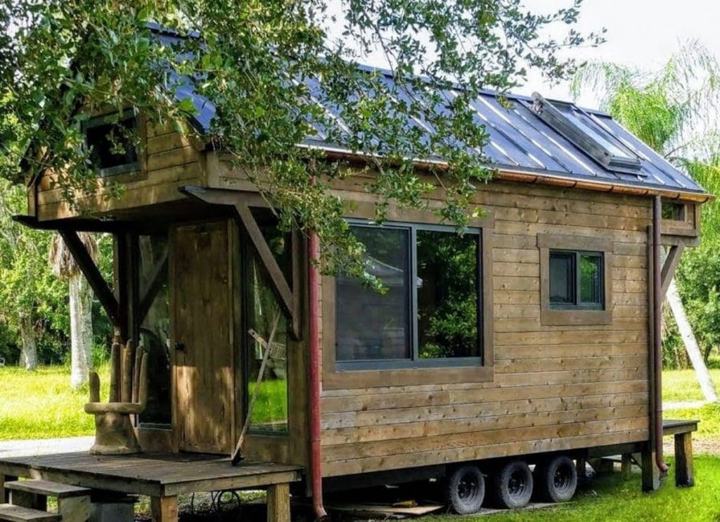 Stunning Tiny House On Wheels Featuring Reclaimed Wood Throughout 11 Reclaimed Wood Tiny House 3 1024x742 1