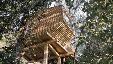 A modern treehouse in Lukovica, Slovenia. Photos, designed and shared by Rok Pezdirc.