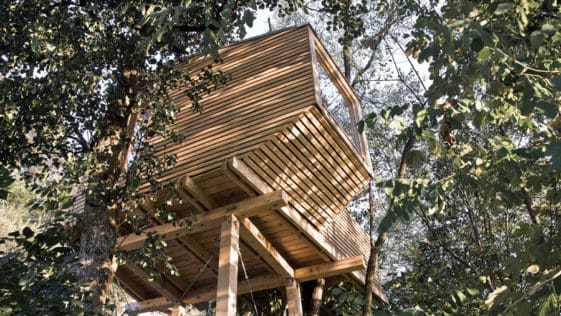 A modern treehouse in Lukovica, Slovenia. Photos, designed and shared by Rok Pezdirc.