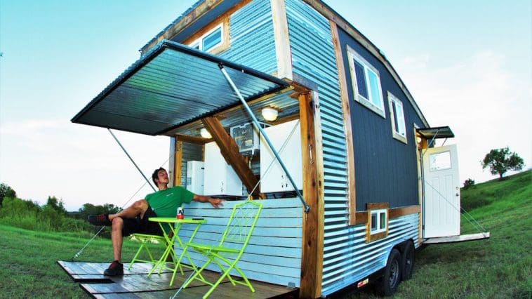 A 200 square feet tiny house on wheels (loft included) in Austin, Texas. Built by Raw Creative Design