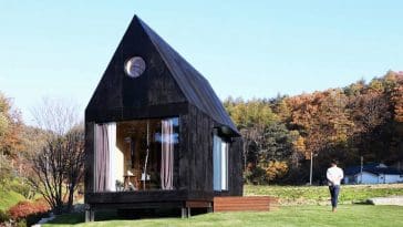 Stunning modern tiny house in South Korea made of miniaturized, gabled-roof form