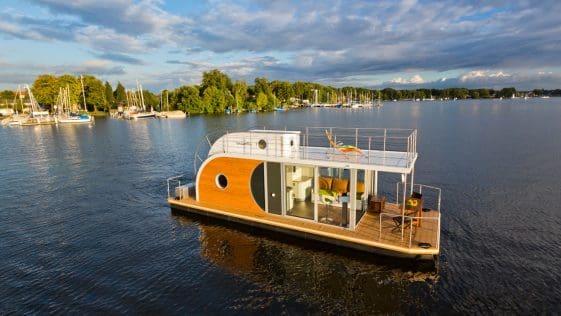 A houseboat large enough to sleep six people comfortably