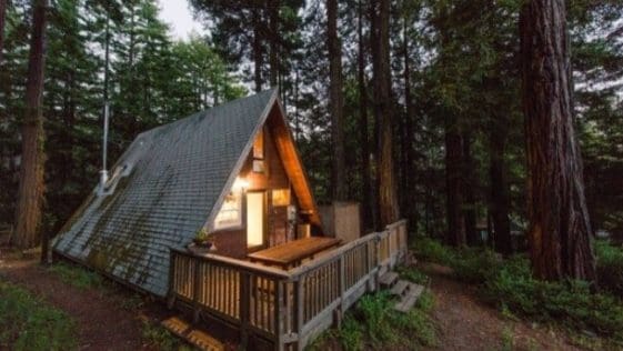 This amazing A-frame tiny house is for rent in Cazadero, California through Airbnb and it’s like something out of a storybook