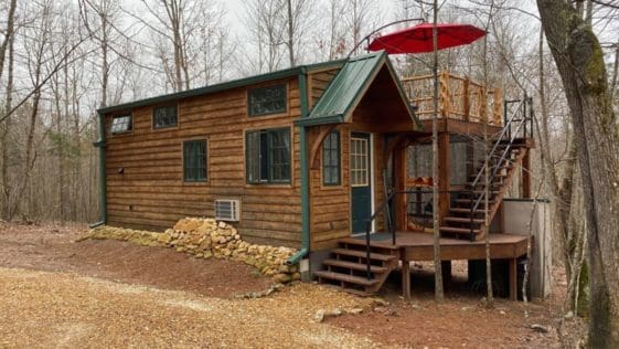 The Serenity is the log cabin getaway you’ve always dreamed of having, in tiny home style.