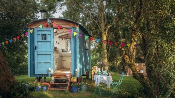 The shepherd's hut is based at Cornish Tipi Holidays/Weddings also known as Tregildrans Quarry