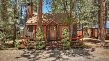 This Big Bear Log Cabin Tiny Home Comes With A Hot Tub
