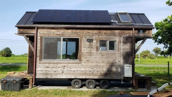STUNNING TINY HOUSE ON WHEELS FEATURING RECLAIMED WOOD THROUGHOUT