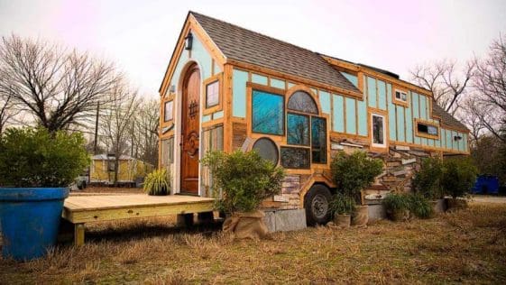 the Bird’s Nest was constructed using reclaimed windows, wood, and metal.