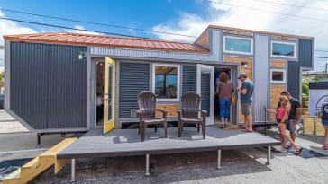 The Henderson is a 30-foot tiny house with main floor master bedroom and guest loft bedroom.