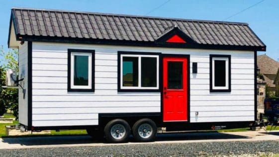 THE ATHENA TINY HOME INCLUDES A CAPTAIN’S BED FOR EXTRA STORAGE