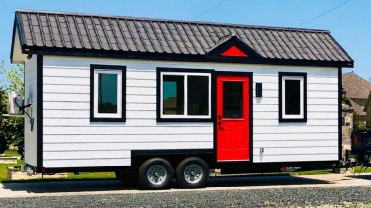 THE ATHENA TINY HOME INCLUDES A CAPTAIN’S BED FOR EXTRA STORAGE