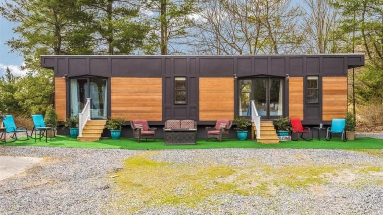 Dreamwood Is A Luxurious Single-Level Park Model Tiny House That Features Sleek And Modern Exterior
