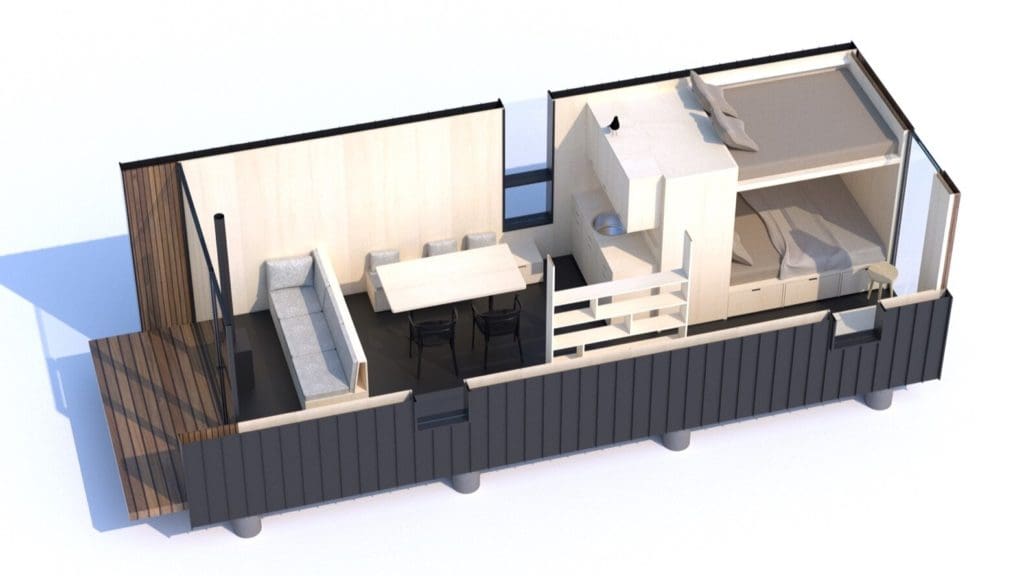 Modern Shed Launches a Go-Anywhere The DW, Do-Anything Tiny House That Starts at $129K 16 the dw standard living layout
