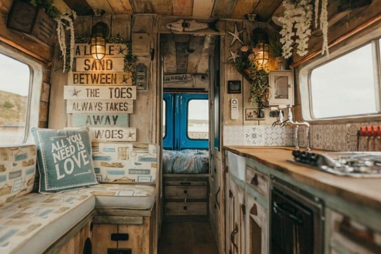 This Very Special Tiny Van Home By Supertramped Conversions Is A Unique Beach T2 Mercedes 609D You're Ever Going To See 10 van tiny house 12 768x512 1