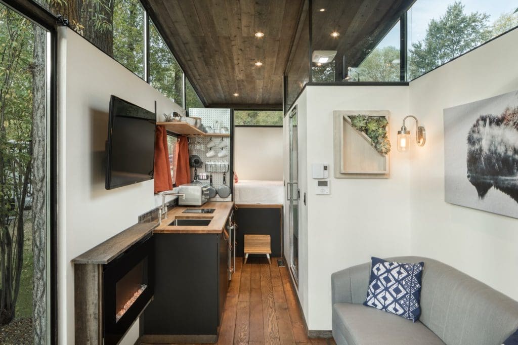 This 250-Square-Foot Prefab Road-Haus Fits a Queen Bed and a Fireplace 5 wheelhaus4