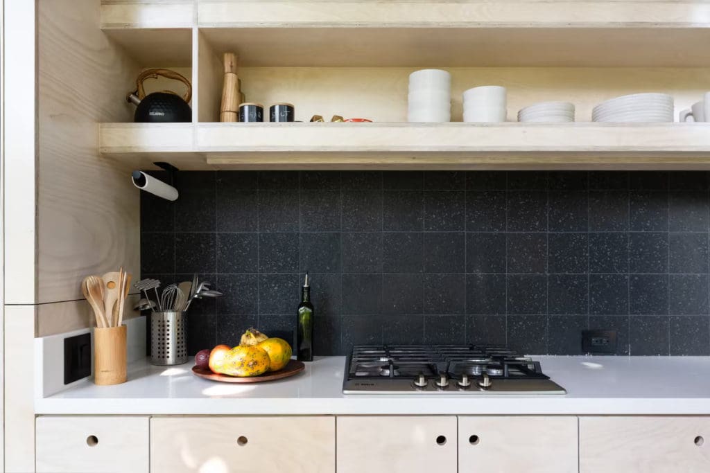 Modern kitchen in a modern off-grid cabin