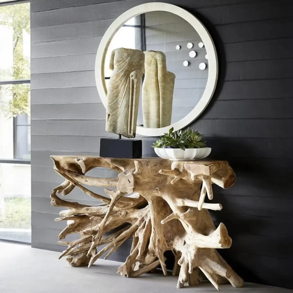 20 Amazing Wood Root Furniture Pieces That Bring Nature Indoors 7 Captivating natural root console table with glass top
