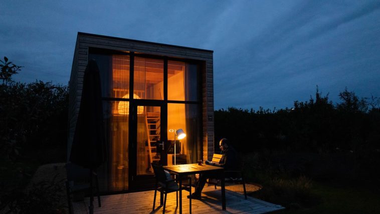 tiny home at night